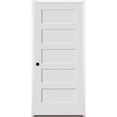 CODEL DOORS 32"x80"x1-3/4" Primed 5-Panel Equal Panel Interior Shaker 20min Fire Rated 6-9/16" RH Prehung Door 2868134PRI840520MRH1DB6916